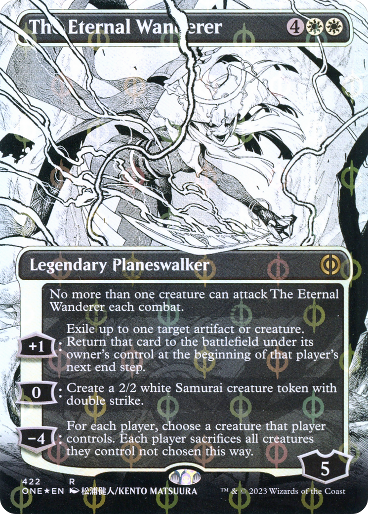 The Eternal Wanderer (Borderless Manga Step-and-Compleat Foil) [Phyrexia: All Will Be One] | Jack's On Queen