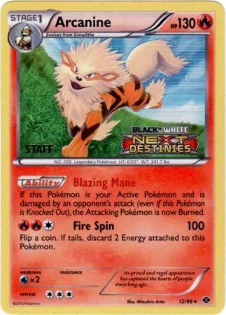 Arcanine (12/99) (Staff Prerelease Promo) [Black & White: Black Star Promos] | Jack's On Queen