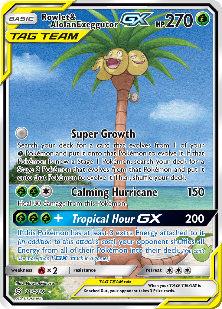 Rowlet & Alolan Exeggutor GX (215/236) [Sun & Moon: Unified Minds] | Jack's On Queen