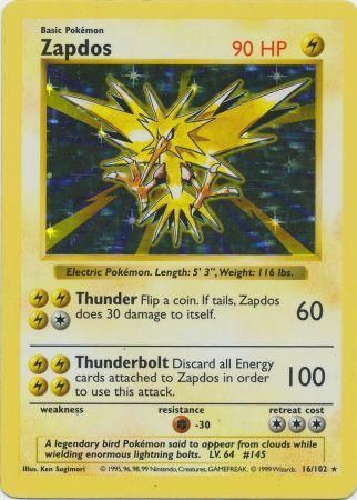 Zapdos (16/102) [Base Set Shadowless Unlimited] | Jack's On Queen