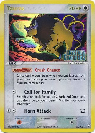 Tauros (12/100) (Stamped) [EX: Crystal Guardians] | Jack's On Queen