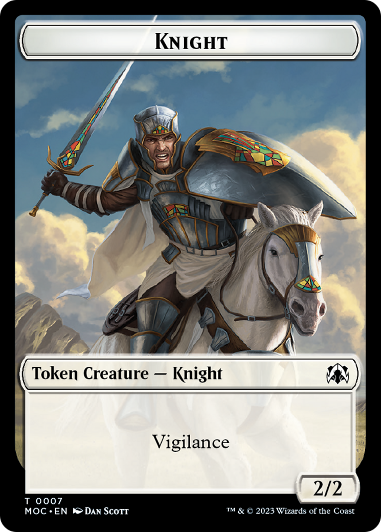 Knight (7) // Spirit (14) Double-Sided Token [March of the Machine Commander Tokens] | Jack's On Queen
