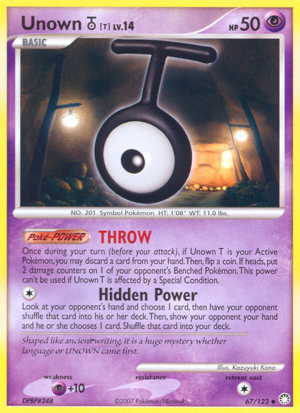 Unown T (67/123) [Diamond & Pearl: Mysterious Treasures] | Jack's On Queen