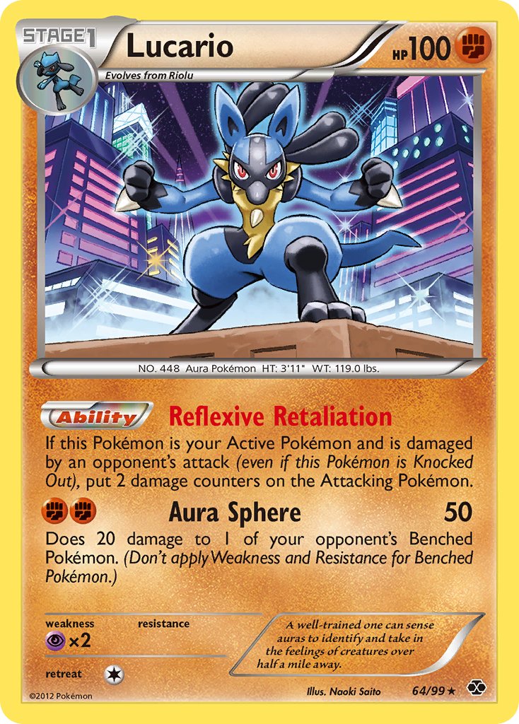 Lucario (64/99) (Cosmos Holo) (Blister Exclusive) [Black & White: Next Destinies] | Jack's On Queen