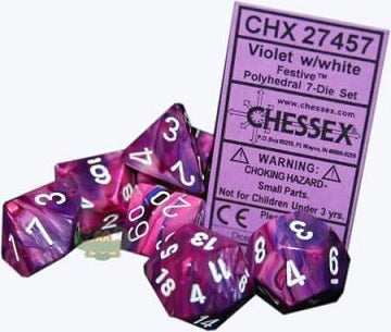 FESTIVE 7-DIE SET VIOLET/WHITE | Jack's On Queen