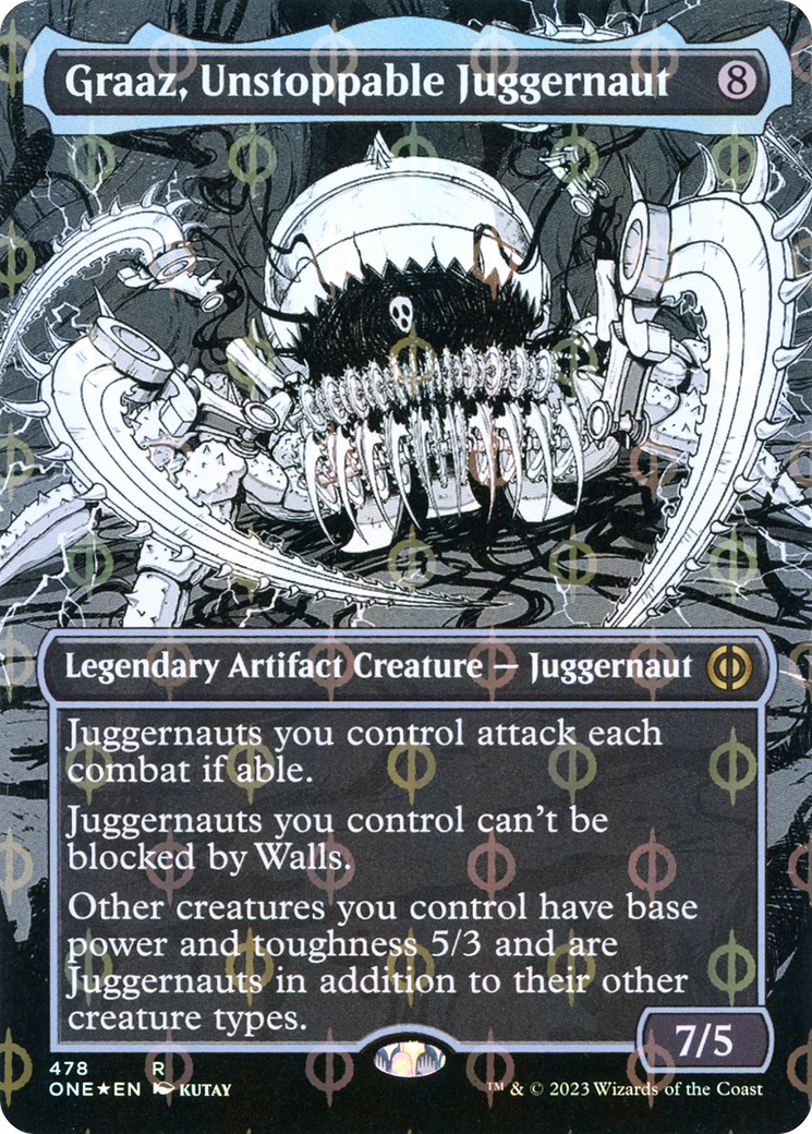 Graaz, Unstoppable Juggernaut (Borderless Manga Step-and-Compleat Foil) [Phyrexia: All Will Be One] | Jack's On Queen