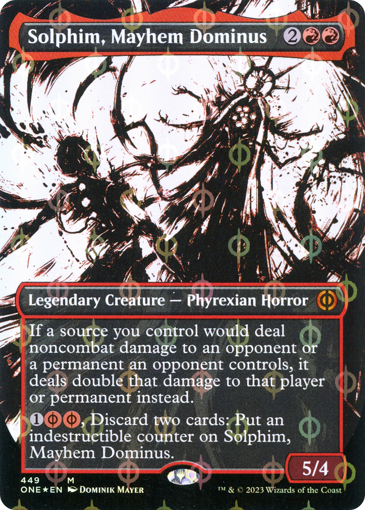 Solphim, Mayhem Dominus (Borderless Ichor Step-and-Compleat Foil) [Phyrexia: All Will Be One] | Jack's On Queen