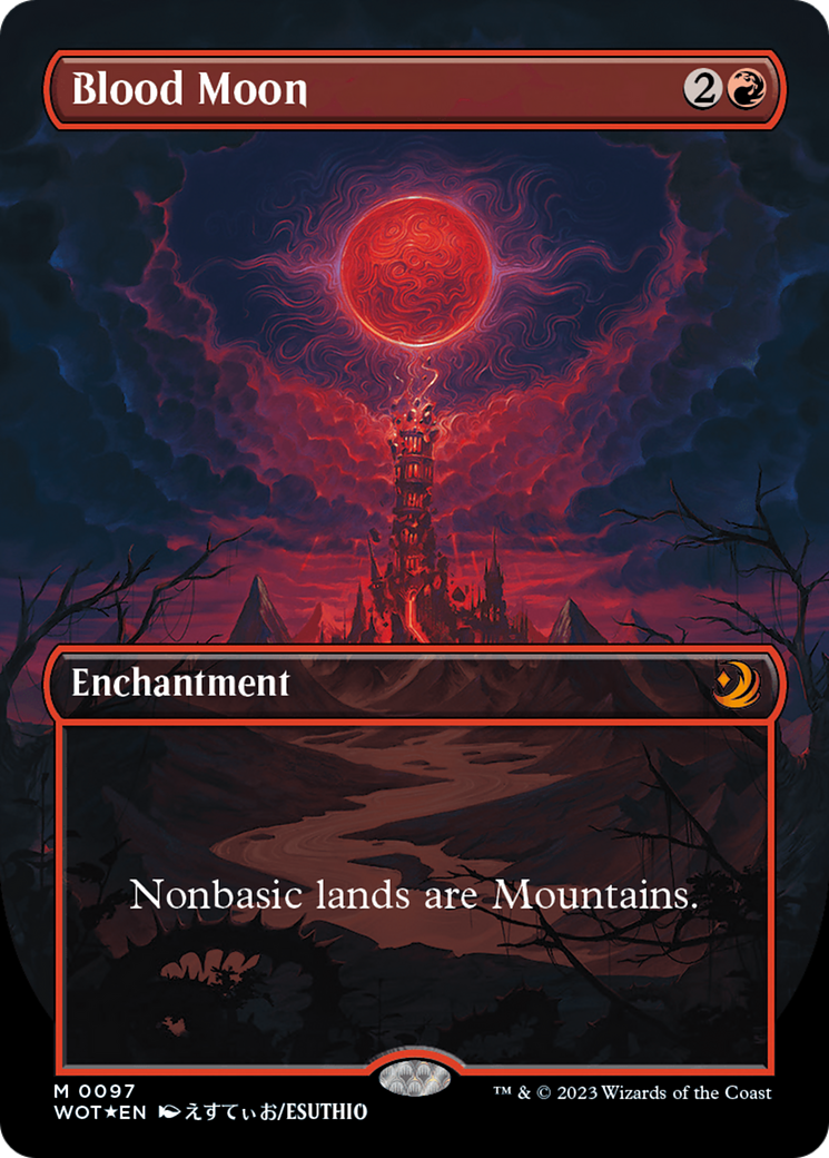 Blood Moon (Anime Borderless) (Confetti Foil) [Wilds of Eldraine: Enchanting Tales] | Jack's On Queen