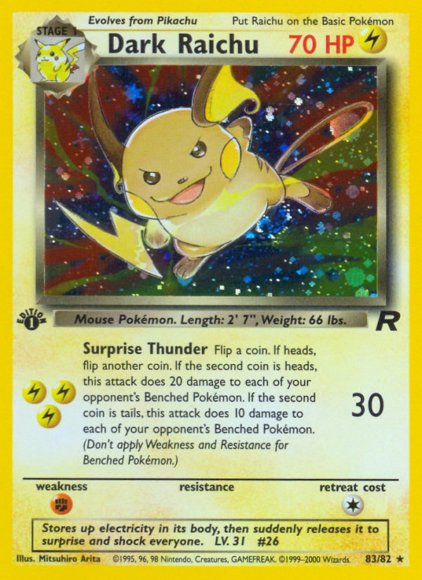 Dark Raichu (83/82) [Team Rocket 1st Edition] | Jack's On Queen