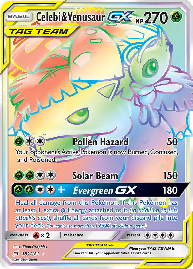 Celebi & Venusaur GX (182/181) [Sun & Moon: Team Up] | Jack's On Queen