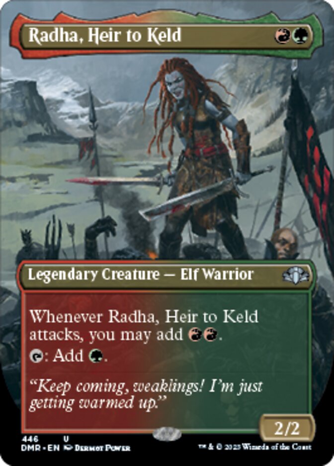 Radha, Heir to Keld (Borderless Alternate Art) [Dominaria Remastered] | Jack's On Queen