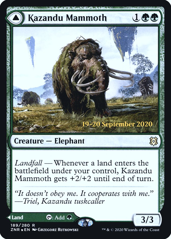 Kazandu Mammoth // Kazandu Valley  [Zendikar Rising Prerelease Promos] | Jack's On Queen