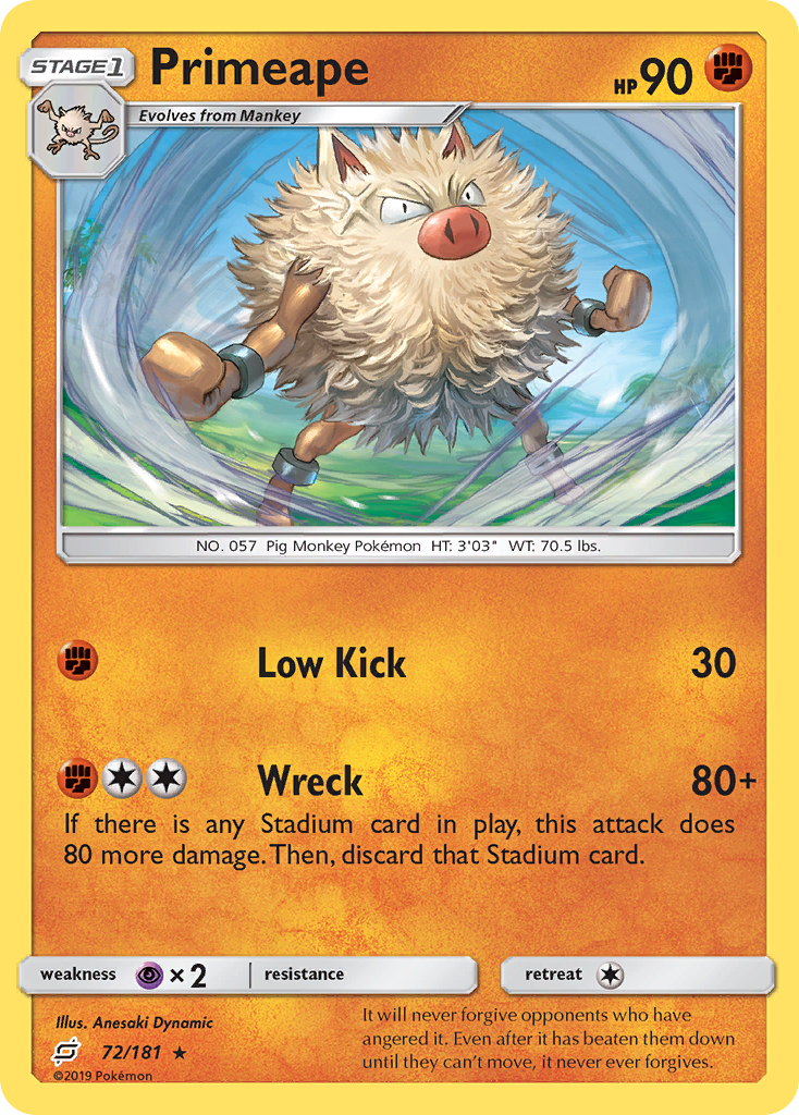 Primeape (72/181) [Sun & Moon: Team Up] | Jack's On Queen