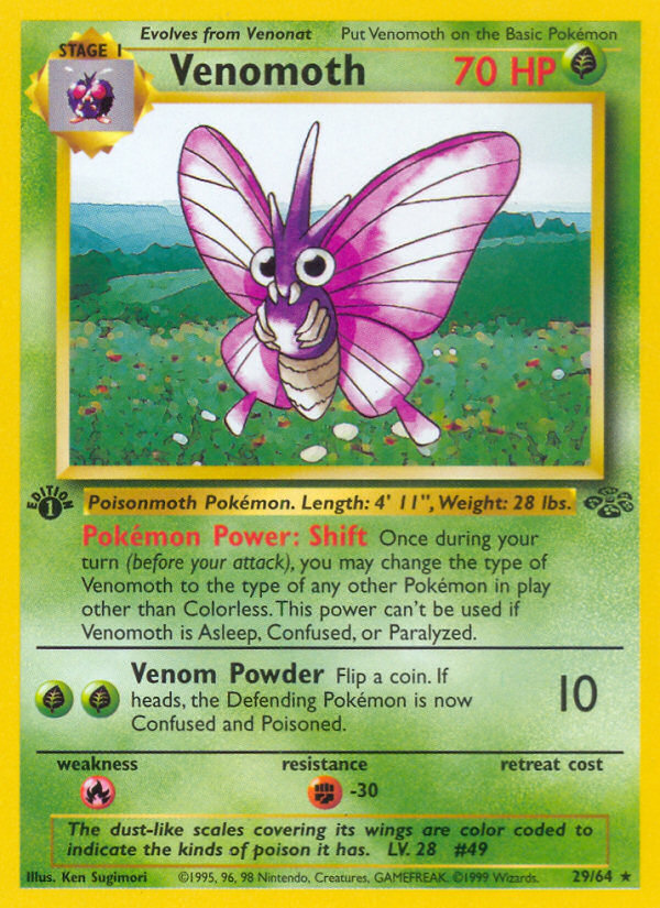 Venomoth (29/64) [Jungle 1st Edition] | Jack's On Queen