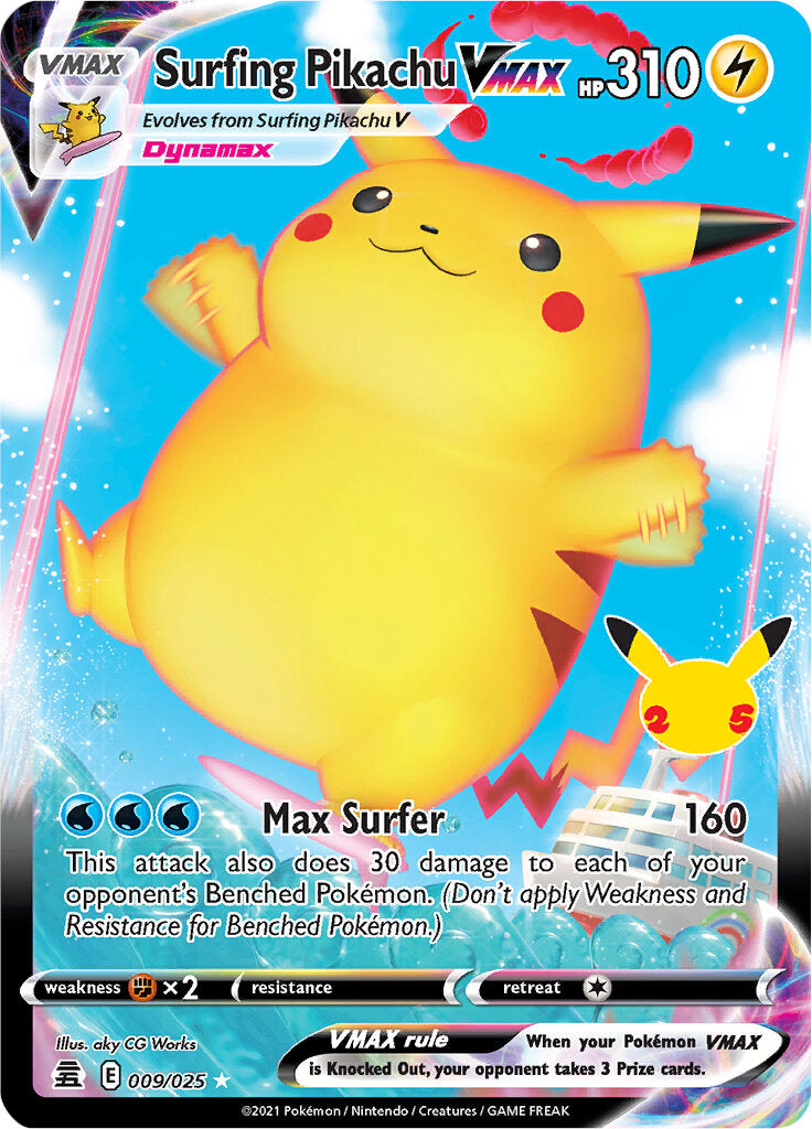 Surfing Pikachu VMAX (009/025) [Celebrations: 25th Anniversary] | Jack's On Queen