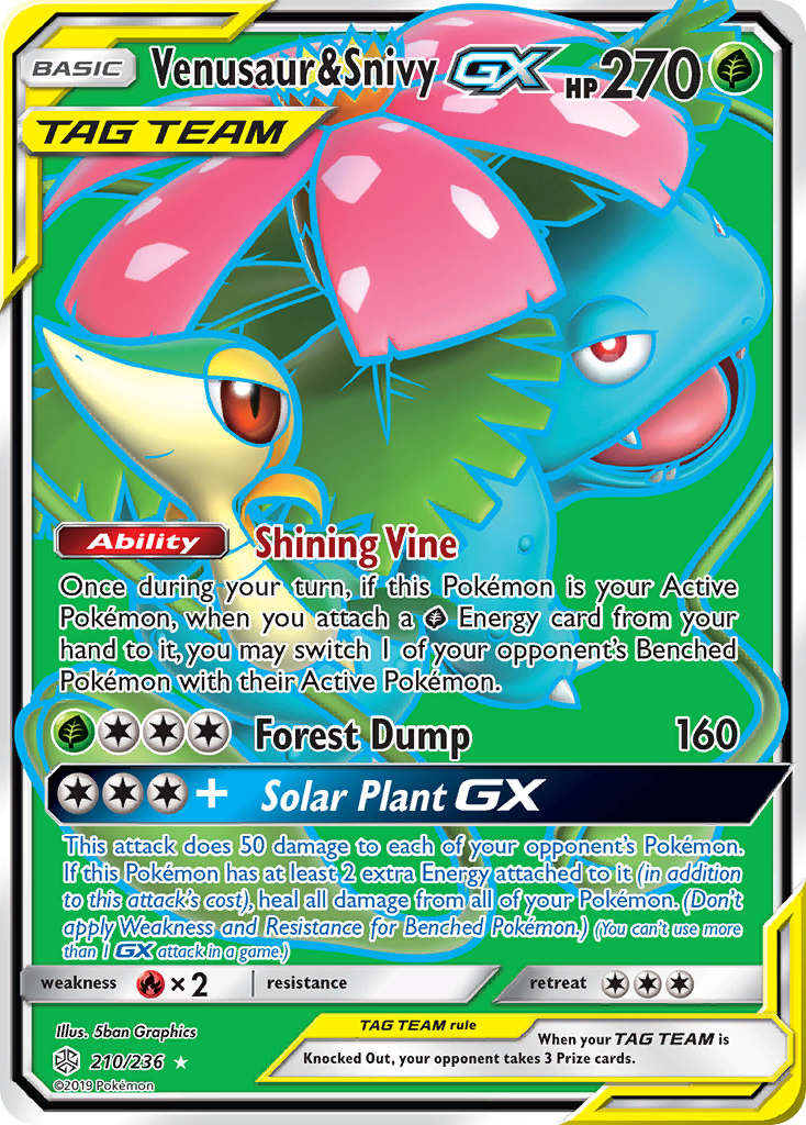 Venusaur & Snivy GX (210/236) [Sun & Moon: Cosmic Eclipse] | Jack's On Queen