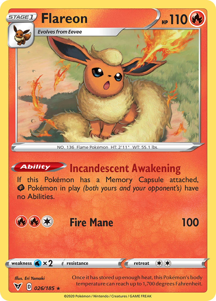 Flareon (026/185) [Sword & Shield: Vivid Voltage] | Jack's On Queen
