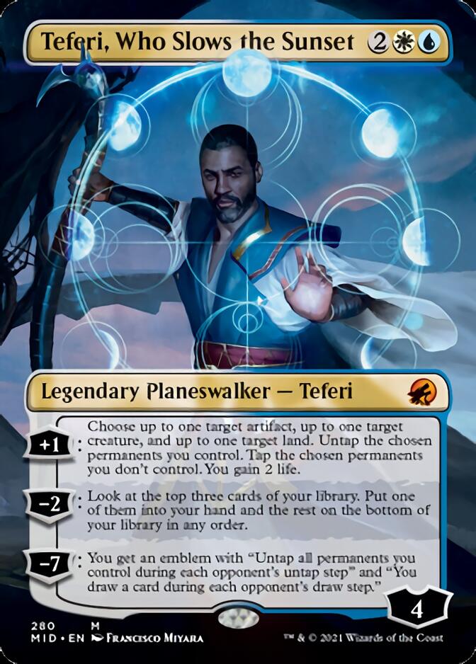 Teferi, Who Slows the Sunset (Borderless) [Innistrad: Midnight Hunt] | Jack's On Queen