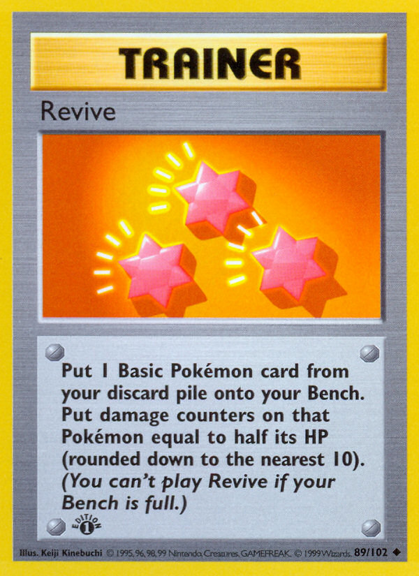 Revive (89/102) (Shadowless) [Base Set 1st Edition] | Jack's On Queen