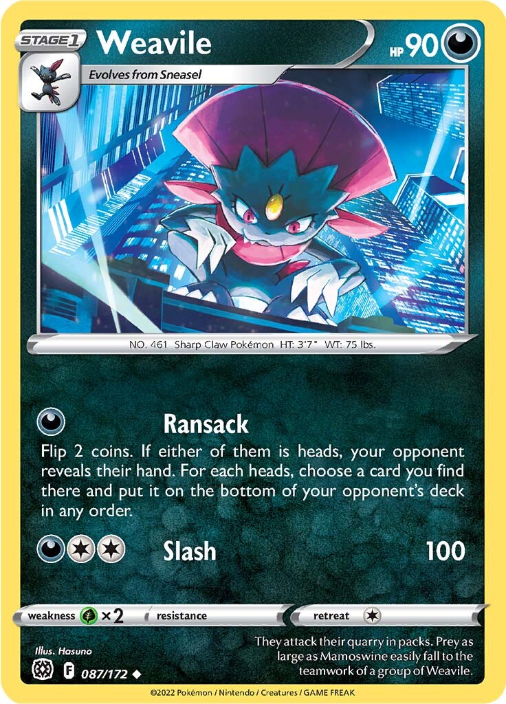 Weavile (087/172) [Sword & Shield: Brilliant Stars] | Jack's On Queen