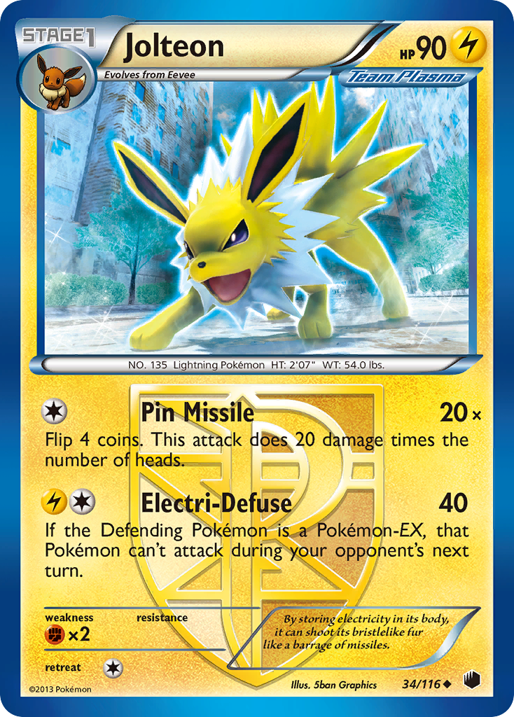 Jolteon (34/116) [Black & White: Plasma Freeze] | Jack's On Queen