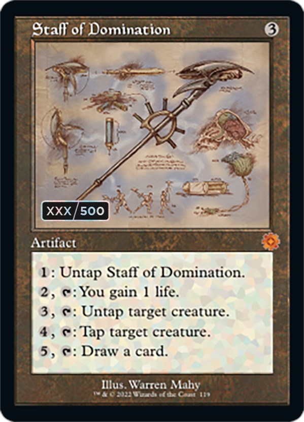 Staff of Domination (Retro Schematic) (Serial Numbered) [The Brothers' War Retro Artifacts] | Jack's On Queen