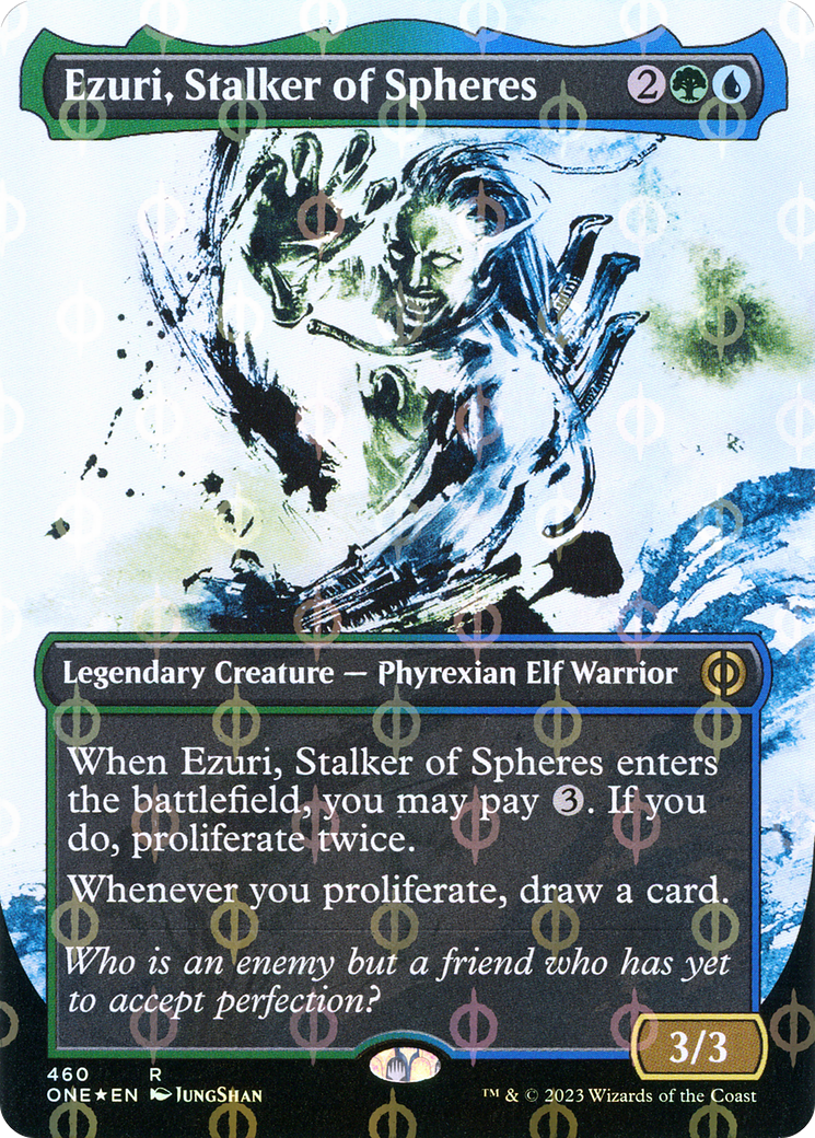 Ezuri, Stalker of Spheres (Borderless Ichor Step-and-Compleat Foil) [Phyrexia: All Will Be One] | Jack's On Queen