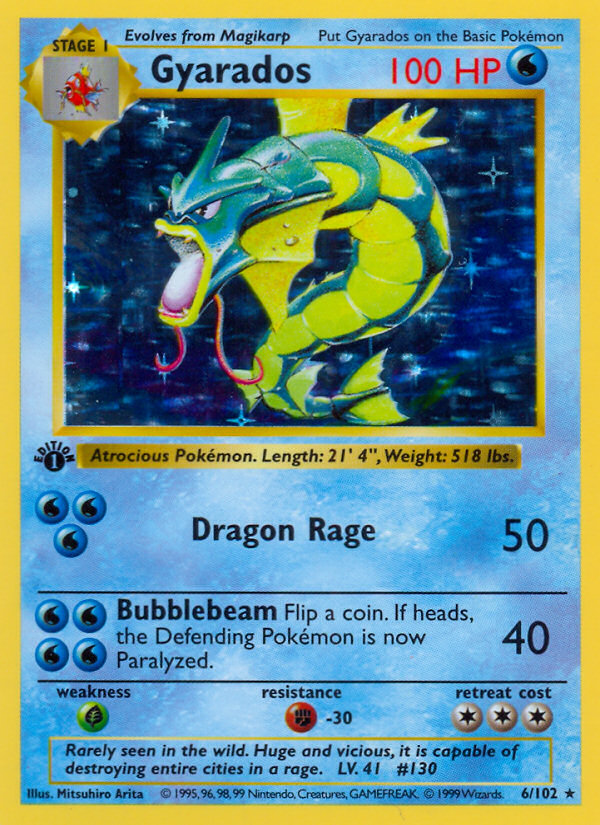 Gyarados (6/102) (Shadowless) [Base Set 1st Edition] | Jack's On Queen