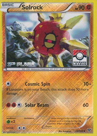 Solrock (64/146) (2nd Place League Challenge Promo) [XY: Base Set] | Jack's On Queen