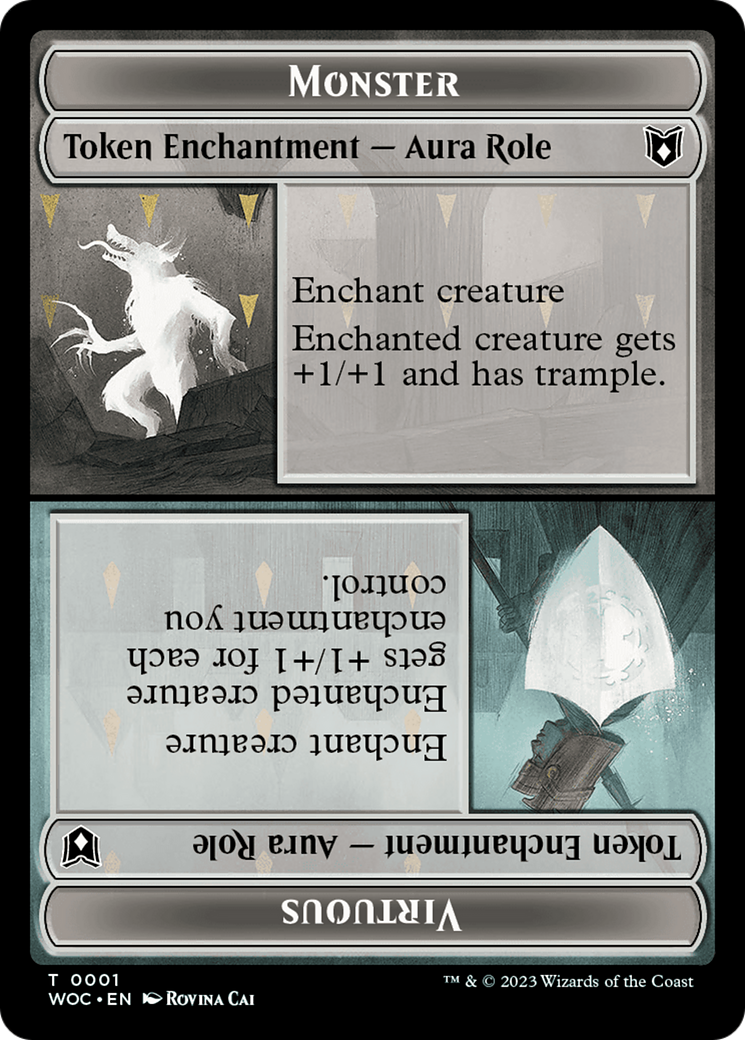 Copy // Monster Role / Virtuous Role Double-Sided Token [Wilds of Eldraine Commander Tokens] | Jack's On Queen