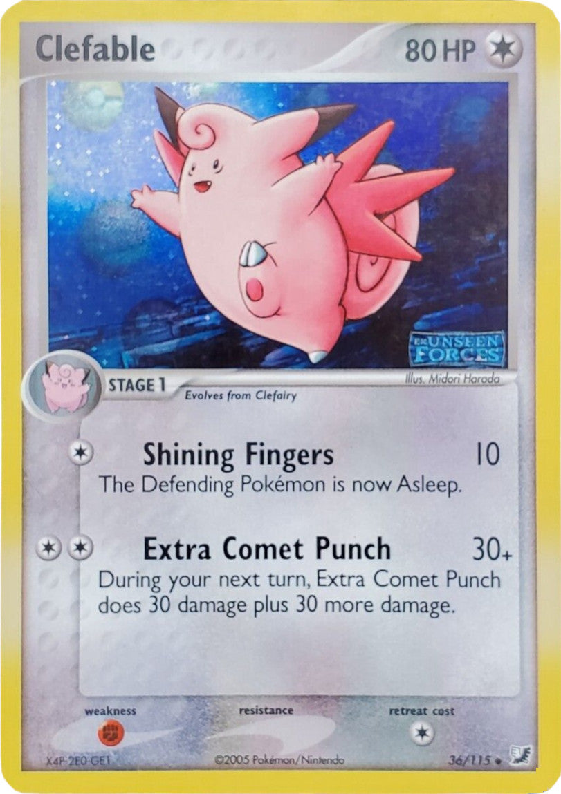 Clefable (36/115) (Stamped) [EX: Unseen Forces] | Jack's On Queen