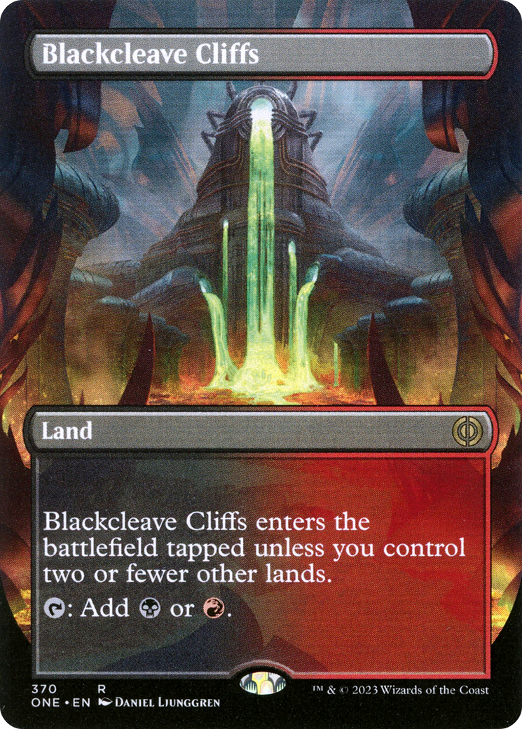 Blackcleave Cliffs (Borderless Alternate Art) [Phyrexia: All Will Be One] | Jack's On Queen