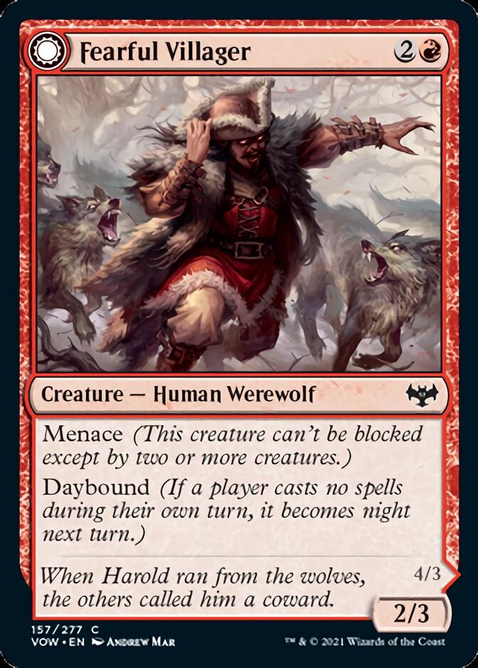 Fearful Villager // Fearsome Werewolf [Innistrad: Crimson Vow] | Jack's On Queen