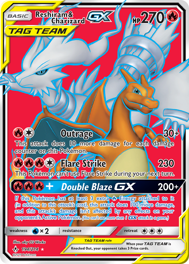 Reshiram & Charizard GX (194/214) [Sun & Moon: Unbroken Bonds] | Jack's On Queen