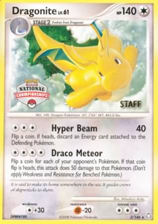 Dragonite (2/146) (National Championship Staff) [Diamond & Pearl: Legends Awakened] | Jack's On Queen