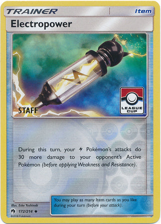 Electropower (172/214) (League Promo Staff) [Sun & Moon: Lost Thunder] | Jack's On Queen