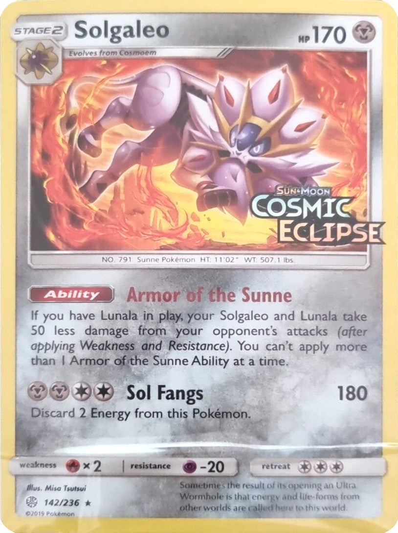 Solgaleo (142/236) (Cosmic Eclipse Stamped) [Sun & Moon: Cosmic Eclipse] | Jack's On Queen