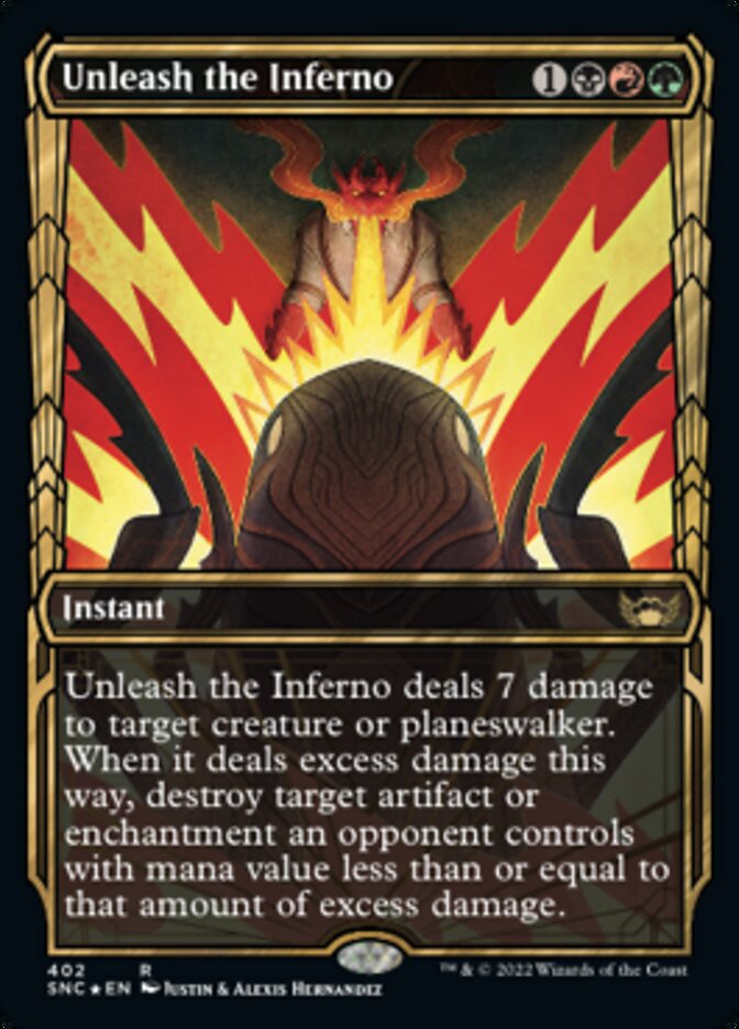 Unleash the Inferno (Showcase Golden Age Gilded Foil) [Streets of New Capenna] | Jack's On Queen