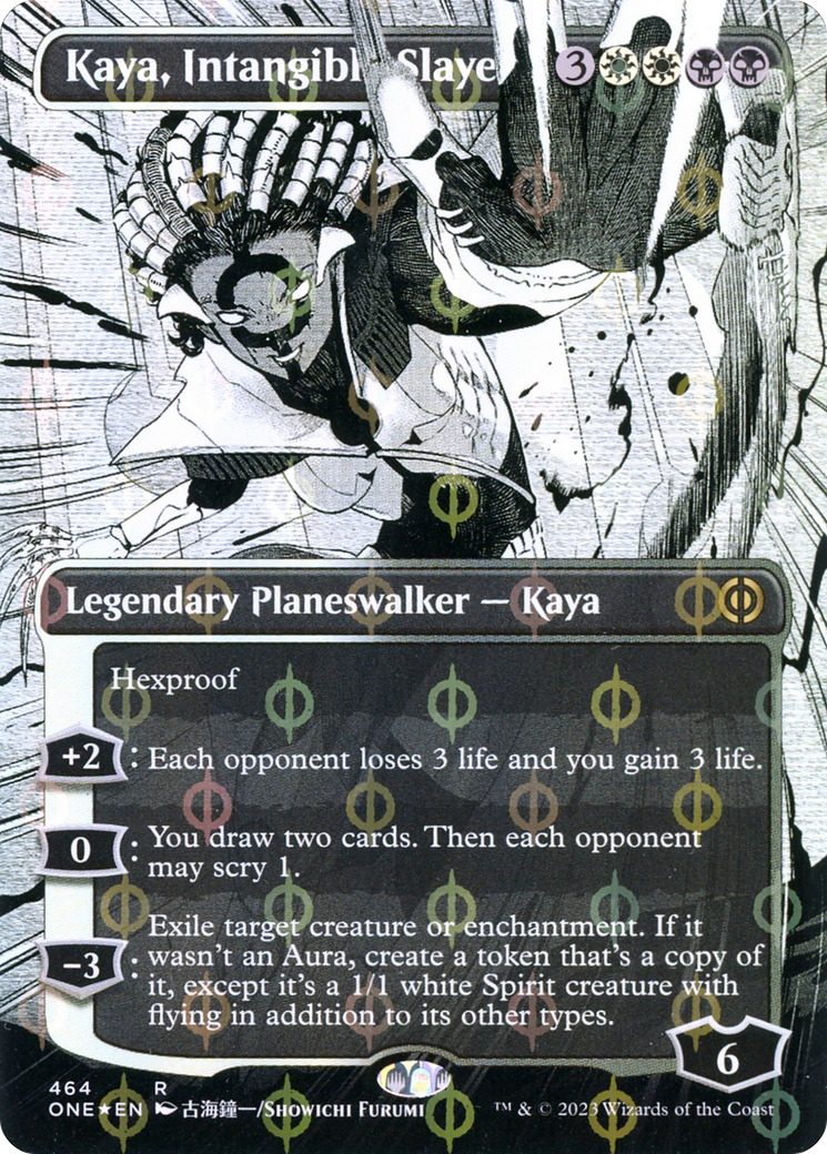Kaya, Intangible Slayer (Borderless Manga Step-and-Compleat Foil) [Phyrexia: All Will Be One] | Jack's On Queen