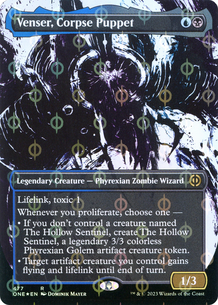 Venser, Corpse Puppet (Borderless Ichor Step-and-Compleat Foil) [Phyrexia: All Will Be One] | Jack's On Queen