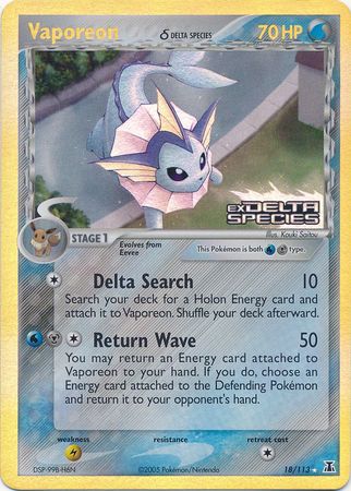 Vaporeon (18/113) (Delta Species) (Stamped) [EX: Delta Species] | Jack's On Queen