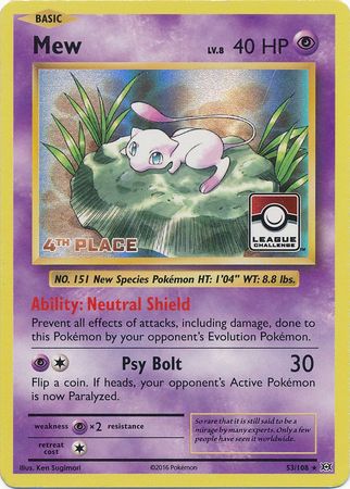 Mew (53/108) (League Promo 4th Place) [XY: Evolutions] | Jack's On Queen