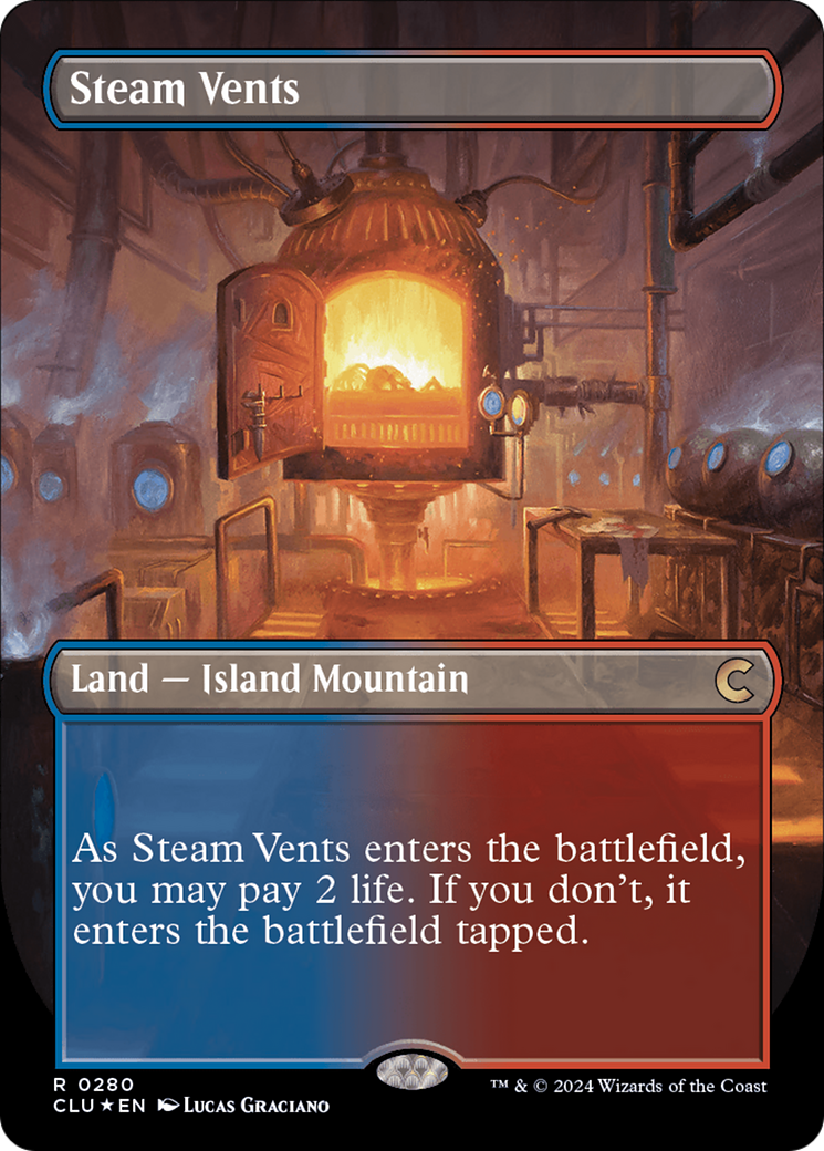 Steam Vents (Borderless) [Ravnica: Clue Edition] | Jack's On Queen