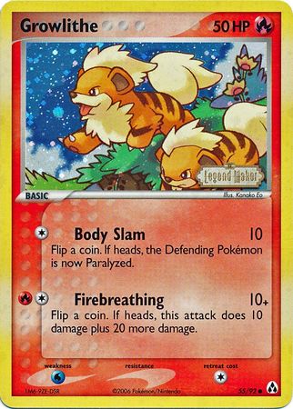 Growlithe (55/92) (Stamped) [EX: Legend Maker] | Jack's On Queen