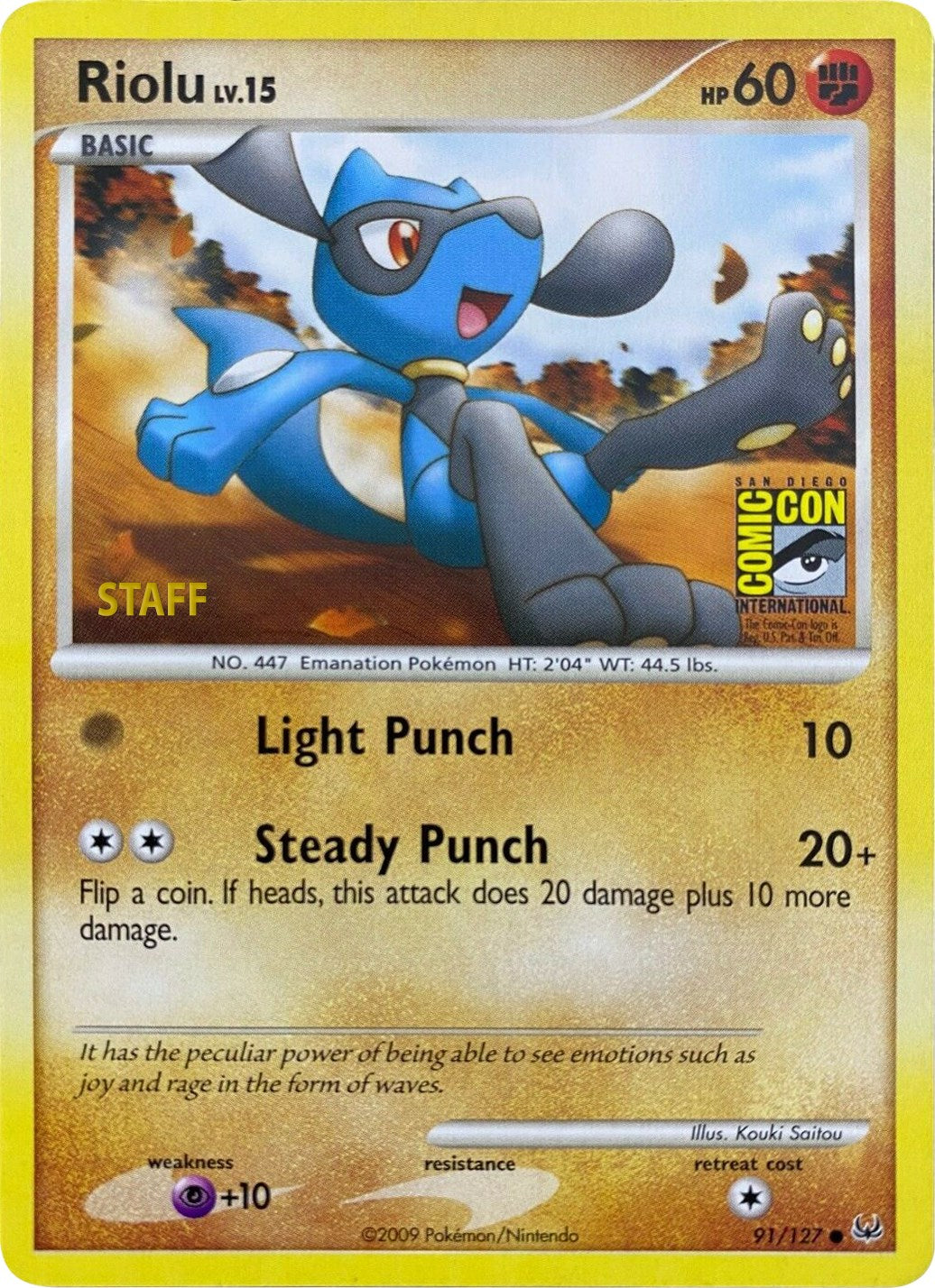 Riolu (91/127) (SDCC 2009) (Staff) [Platinum: Base Set] | Jack's On Queen