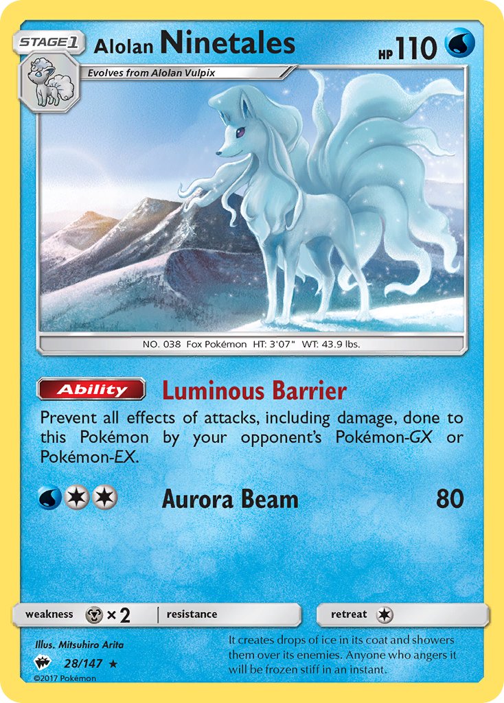 Alolan Ninetales (28/147) (Cracked Ice Holo) (Theme Deck Exclusive) [Sun & Moon: Burning Shadows] | Jack's On Queen