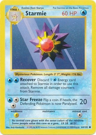 Starmie (64/102) [Base Set Shadowless Unlimited] | Jack's On Queen