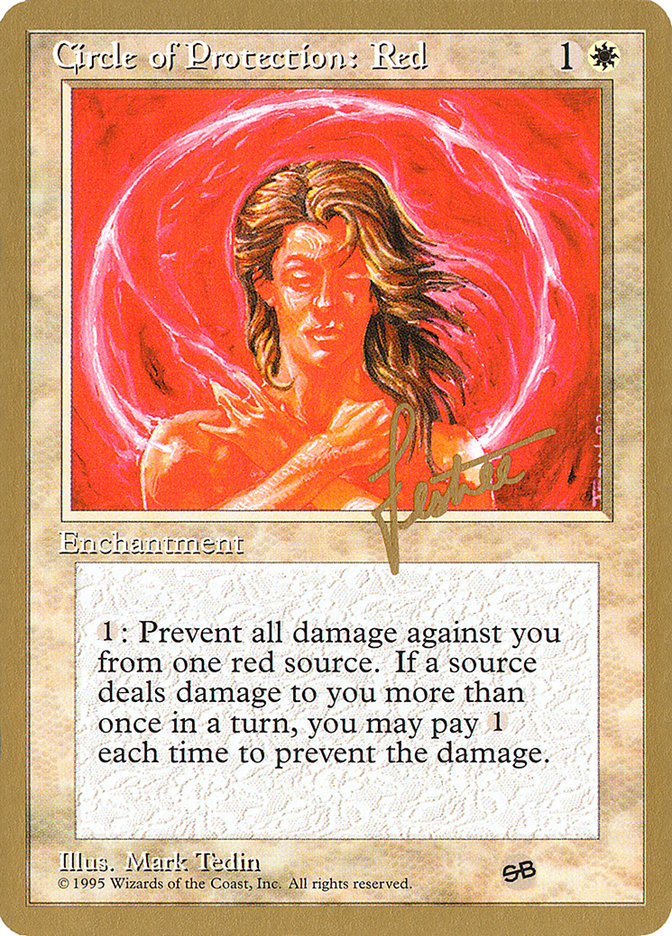 Circle of Protection: Red (Bertrand Lestree) (SB) (4ED) [Pro Tour Collector Set] | Jack's On Queen