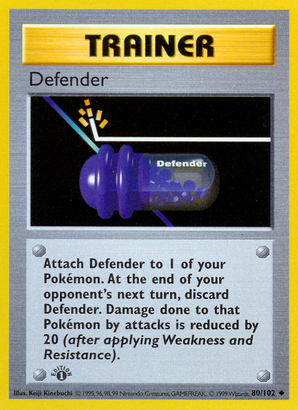 Defender (80/102) (Shadowless) [Base Set 1st Edition] | Jack's On Queen