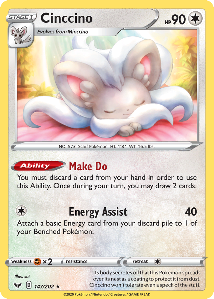 Cinccino (147/202) [Sword & Shield: Base Set] | Jack's On Queen